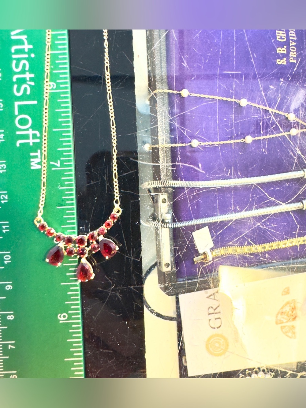 18k Garnet Drop Necklace - Picture 4 of 12